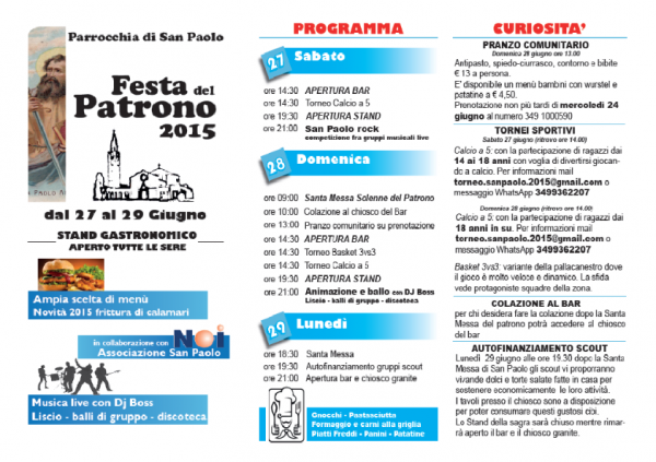 Volantino Festa Patrono 2015